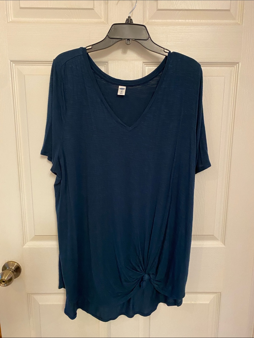 Old Navy Women's V-Neck Knot-Front Short Sleeve Top in Teal 2x